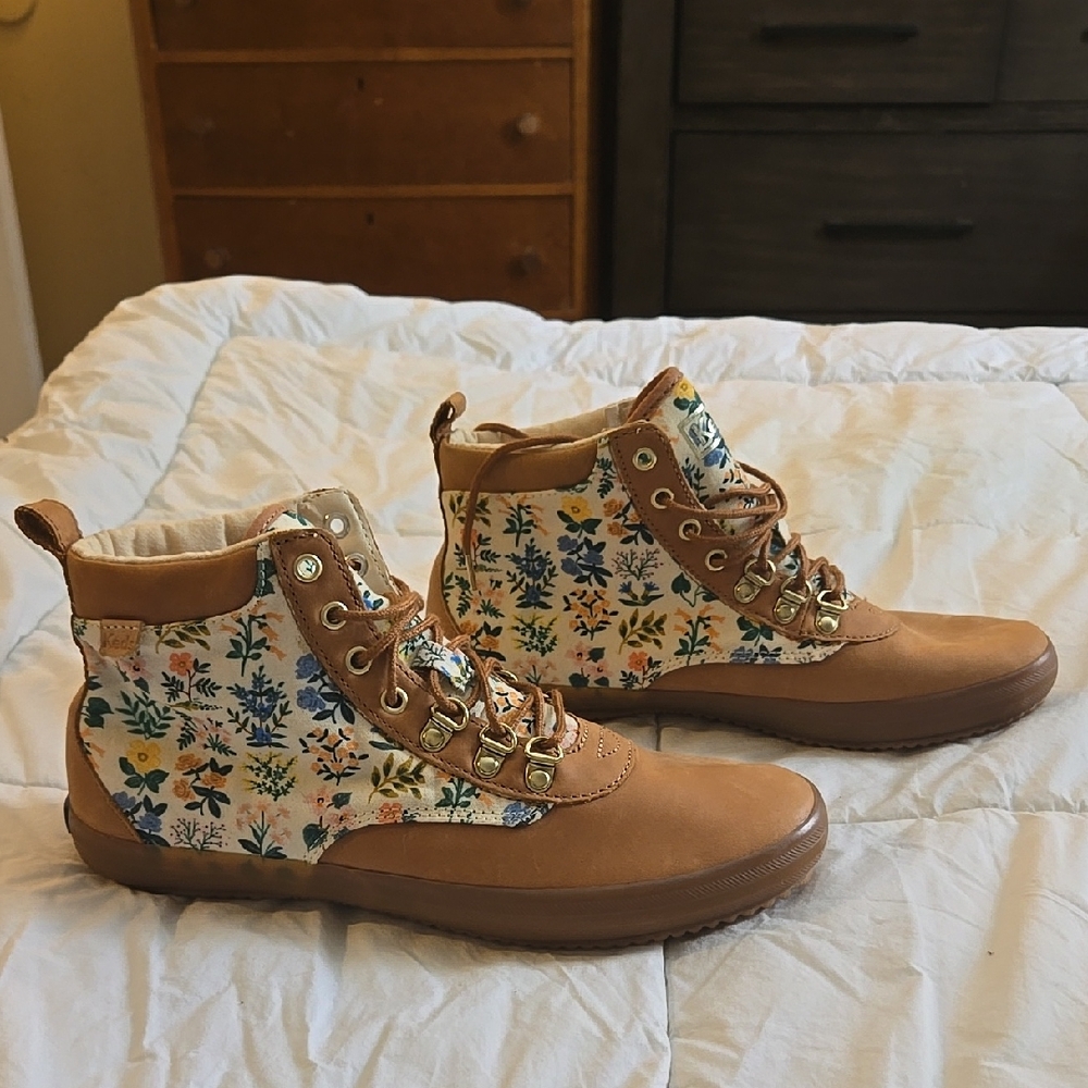 Keds x Rifle Paper Co Tan Floral Boots